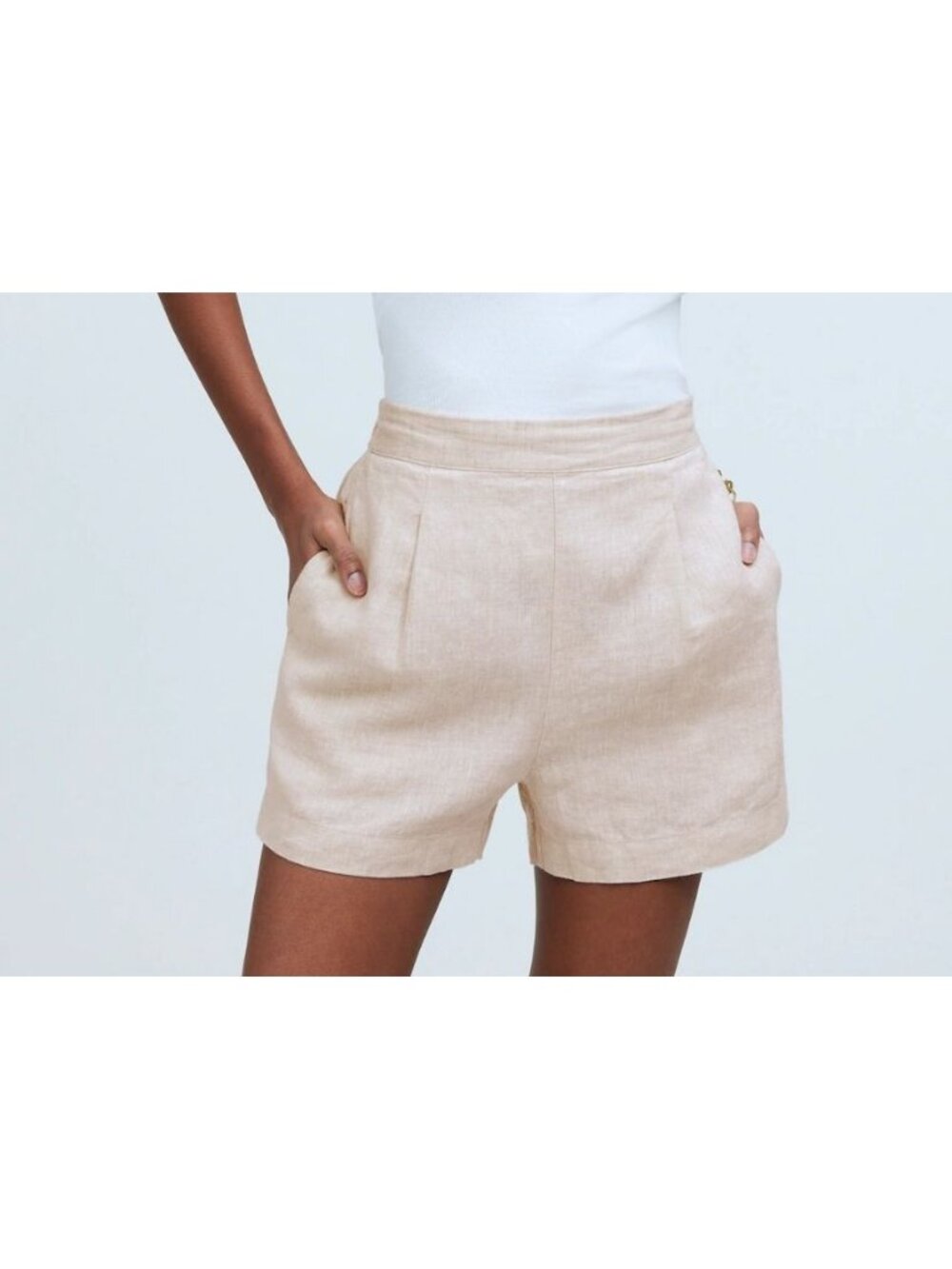 Madewell Cream High-Rise Linen Blend Shorts